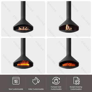 Crociera personalizzabile dimensione del condotto di scarico completamente protetto moderna decorazione di riscaldamento cornice interna sospesa <span class=keywords><strong>camino</strong></span> Gas - Product Image 4
