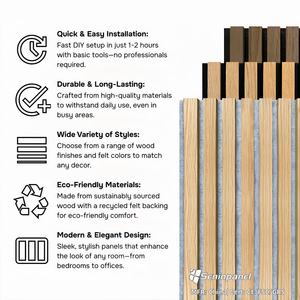 Panneaux acoustiques en bois d'absorption acoustique Seninpanel pour murs et plafonds, panneaux de construction avec lattes en bois - Product Image 6