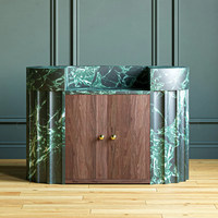 Bureau d'accueil en marbre chinois moderne, style italien minimaliste, en marbre naturel et travertin, design haut de gamme pour hôtel