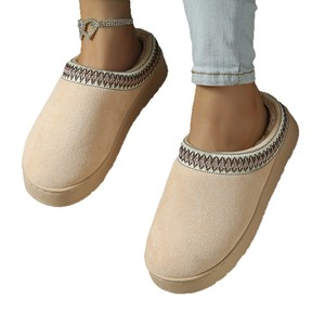 Breathable Warm Canvas Cotton Velvet Evergreen Fluffy Lazy Shoes PVC Outsole Artificial Plush Lining Durable Flat-bottom <b>Women</b> - Product Image 5