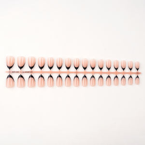 Puntas de extensión de <span class=keywords><strong>uñas</strong></span> <span class=keywords><strong>acrílicas</strong></span> de gel suave de 16 tamaños, puntas de <span class=keywords><strong>uñas</strong></span> prepreparadas, venta al por mayor, diseños de <span class=keywords><strong>uñas</strong></span> de Punta francesa negra almendra corta, 160 Uds. - Product Image 2