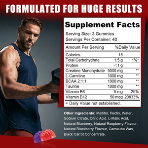 Pilules de croissance musculaire pré-entraînement personnalisées, gommes à la créatine 5g, supplément de créatine stimulant l'énergie - Product Image 4