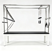 Mesa de Trapecio (Cadillac) Premium para Pilates, Marco Ligero y Compacto de Aleación de Aluminio Blanco con Trapecio de Acero Inoxidable