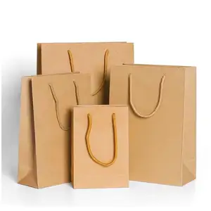 Saco de papel kraft grande saco de papel reutilizável para presente, saco de papel kraft dourado com bico, logotipo personalizado impresso, artesanato e sanduíche, saco de papel reutilizável