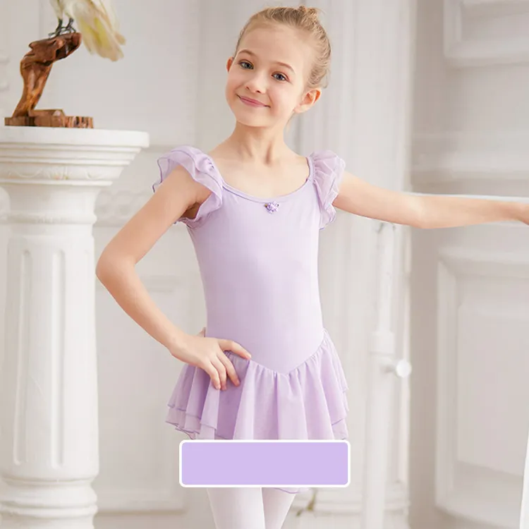 Toddler Ballerina dancewear leotards Kid cô gái Ruffle rung tay áo Thể dục dụng cụ múa ba lê