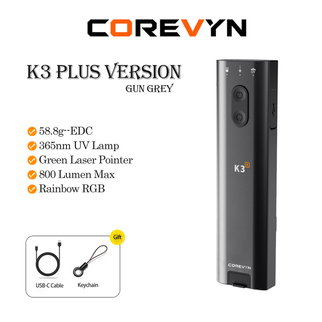 11-in-1 Multipurpose Type-C Rechargeable IP65 Waterproof Portable EDC Flashlight with UV Light and Magnetic Side