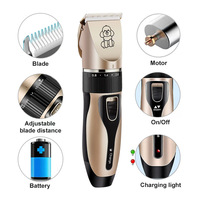 Tondeuse à poils pour animaux de compagnie, kit de toilettage pour animaux de compagnie avec tondeuse sans fil à faible bruit, lames en céramique dorées en titane, rasoir pour chiens et chats