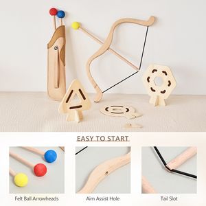 Ensemble de tir à l'arc en bois pour enfants, sport de tir pour garçons et filles, cadeau d'anniversaire éducatif, arc en bois amusant et - Product Image 2