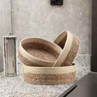 Couvercle de panier de rangement multifonction tissé en jonc de mer écologique fait à la main pour salle à manger petite doublure de panier cadeau de fleur de bureau pour