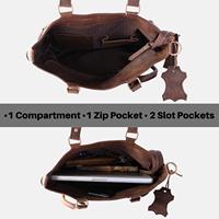 Tas Tote Kulit Asli Wanita Vintage dengan Ritsleting, Pegangan Ganda & Tali Bahu - Tas Kantor Ringan & Tahan Lama