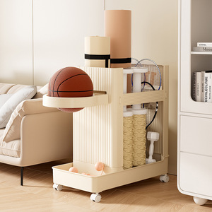 Home Sports Equipment Storage <b>Cart</b> With Wheels Movable 2 Tier Rectangle Organizer For Toys And Gear - Product Image 2