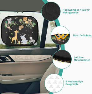 Cute Funny Car Sunshade Storage Pockets PVC Mesh Side <b>Window</b> <b>Shades</b> Foldable Easy Install Cartoon Pattern Accessories - Product Image 2