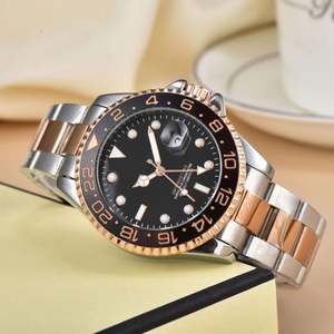 Reloj Mecánico Automático para Hombre de Alta Calidad al por Mayor, Correa de Acero Inoxidable, Dorado, Doble Zona Horaria - Product Image 3