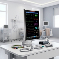 Moniteur patient 18,5 pouces multi-paramètres, écran tactile intégral, corps métallique rotatif, ECG, RESP, NIBP, SpO2, TEMP pour clinique vétérinaire