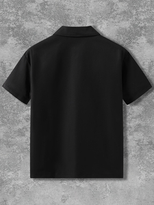 Camicia da <span class=keywords><strong>uomo</strong></span> con Zip estiva camicia da <span class=keywords><strong>uomo</strong></span> 210gsm camicia Casual Casual di alta qualità bianca nera con spalle scoperte - Product Image 5