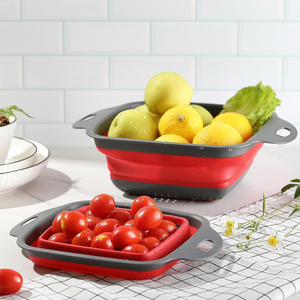 Colador <span class=keywords><strong>plegable</strong></span> de silicona para frutas y verduras, cesta de lavado, colador, <span class=keywords><strong>escurridor</strong></span> <span class=keywords><strong>plegable</strong></span> con asa - Product Image 5