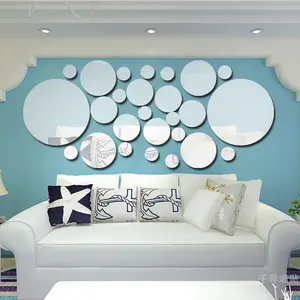 36Pcs/Set Acrylic Wall Stickers Mirror Decoration Bedroom Living Room TV Background Wall Round Mirror Stickers