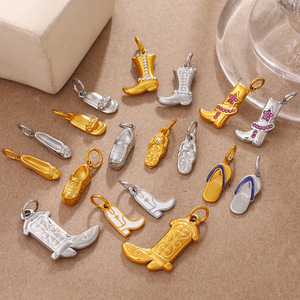 จี้รองเท้าบูทสไตล์ยุโรปอเมริกัน ทำจากโลหะผสมสังกะสี เหมาะสำหรับทุกเพศ ใช้ตกแต่งเครื่องประดับ DIY - Product Image 1
