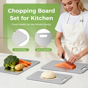 Planche à découper en métal durable de qualité alimentaire pour la cuisine, planche à découper double face en titane, planche à découper en acier inoxydable 304 - Product Image 2
