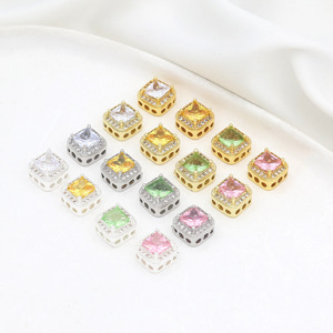 Cuentas cuadradas de circonia cúbica chapadas en oro de 18k con múltiples orificios, accesorios para joyería, para pulseras, collares, bricolaje, D176 - Product Image 4