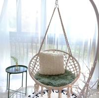 Premium Boho Hängesessel Handgefertigter Gewebter Schaukelstuhl aus Baumwollstoff Plüsch Tragbare Terrassen- und Gartenmöbel Robuster Einzelsitzer