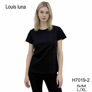 HDJ Camiseta de manga corta con cuello redondo para mujer, Top informal de algodón, talla grande, transpirable, H7019-2 - Product Image 3