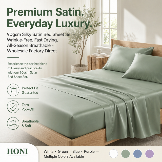 HONI OEKO-TEX Certified Woven Linen Fabric 100TC Modern Style Full Size Solid Color Comfortable Sheets Sets for All Ages