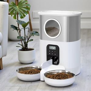 Distributeur automatique d'aliments pour animaux de compagnie, étanche IPX5, en plastique de qualité alimentaire, 5L, rechargeable, avec motif solide, pour petits chiens de tous âges - Product Image 1