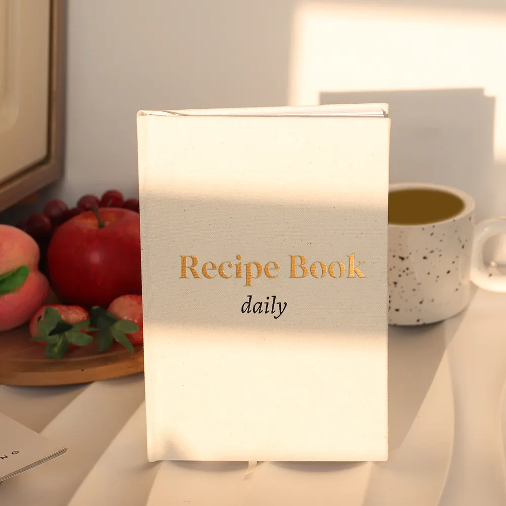 Individueller Druck Leinenbezug schreiben und organisieren Sie Ihre eigenen täglichen Rezepte Speisen Kochbuch vereinfacht einfarbig Ästhetisches Rezeptenbuch