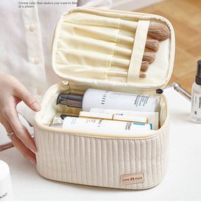 Sac de maquillage carré multifonctionnel, sac de toilette imperméable en PU, sac de cosmétiques portable de voyage avec poignée - Product Image 2