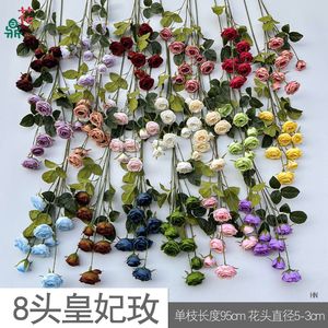 Fleur artificielle en soie Hua Ding Royal Rose à 8 têtes, tige unique, pour décoration de mariage et accessoires de photographie - Product Image 5