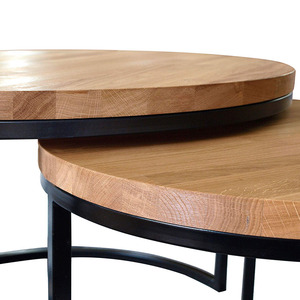 Living Room Design Furniture <span class=keywords><strong>Classic</strong></span> French Dome Solid Wood Top Metal Leg Round Coffee Table Set - Product Image 5