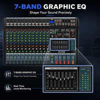 Console de mixage audio alimentée 12 canaux EV12-USB avec amplificateur de puissance, Bluetooth, effets numériques USB et égaliseur 7 bandes pour spectacles sur scène