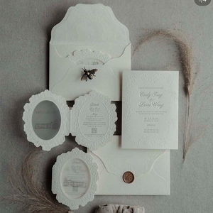 ชุดการ์ดเชิญงานแต่งงานแบบนูนลายหรูหรา พร้อมการ์ดพิมพ์แบบ <span class=keywords><strong>Letterpress</strong></span> ตามสั่ง พร้อมซองจดหมาย - Product Image 2
