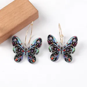 Wholesale European and American countries popular simple printed resin jewelry fashion dazzling butterfly lovely acrylic earring