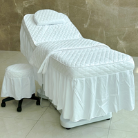 Housse de lit de salon de beauté moderne, électrique, portable et pliable, en tissu blanc