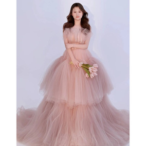Pink Tulle Ball Gown Wedding Dress Sweetheart Neckline Empire Waistline 230905 Candy Color Style - Product Image 5