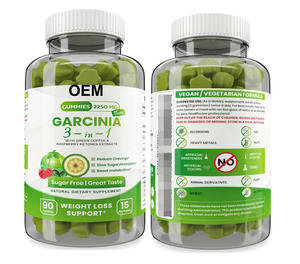 Nhãn hiệu riêng đốt cháy chất béo Gummies tinh khiết chiết xuất của Garcinia Cambogia Gummies với màu xanh lá cây cà phê, Raspberry Ketone - Product Image 2