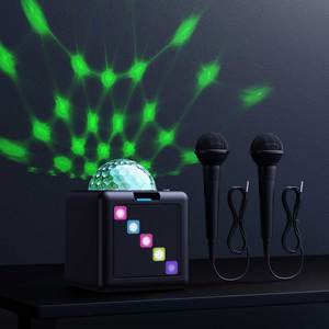 Venta al por mayor de calidad intermitente LED Party Karaoke altavoz inalámbrico con micrófono con cable - Product Image 3
