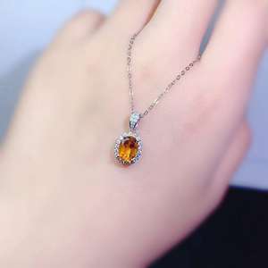 천연 황옥, 황색 크리스탈 목걸이, 고급 레트로 스타일, 심플한 레트로 선물 목걸이 - Product Image 5