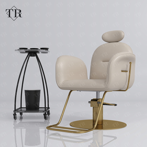 Chaise de coiffure pour homme en plaqué or de luxe haut de gamme Turri pour la production en série de salons de coiffure pour hommes en usine - Product Image 1