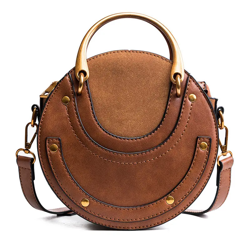 2022 Foreign trade Women's small round bag European and American fashion frosted stitching single shoulder diagonal handbag