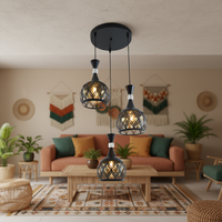 Lustre et lampes suspendues en fer de style turc mosaïque, fabriquées à la main, à LED, à économie d'énergie, avec hauteur réglable et taille moyenne
