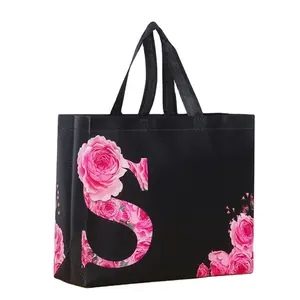 custom logo printing China manufacturer fashion white tote pp, laminated fabric non woven bags for supermarket shopping/