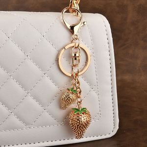 Fashion Strawberry Fruit Ladies Car Keychain <b>Cute</b> Alloy Keychain <b>Keyring</b> Bag Pendant - Product Image 2