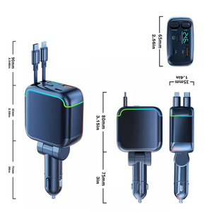 Cargador de Coche Retráctil Rápido con Puerto USB-C y Cables Retráctiles, Monitoreo de Voltaje 12-24V - Product Image 6