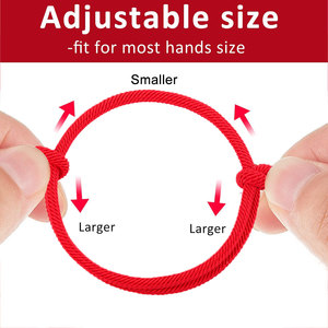 Pulsera de hilo de cadena con cuerda roja de la suerte ajustable para hombre y mujer, cadena tejida hecha a mano, regalo de joyería para pareja - Product Image 3