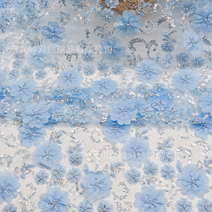 Meilleures ventes RX7095 Tube de perles brodé en maille 3D avec motifs floraux, perles et paillettes <span class=keywords><strong>pour</strong></span> vêtements de scène et robes <span class=keywords><strong>pour</strong></span> enfants Hot Stage - Product Image 3