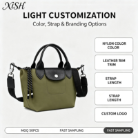 Tas Selempang Wanita Bahan Nylon Anti Air Dengan Aksen Kulit Asli Untuk Kerja, Perjalanan, Resale, Bisnis