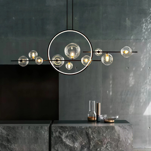 Lampe suspendue LED en verre et fer de style industriel JYLIGHTING, à hauteur réglable, pour bureau, hall d'entrée et espaces publics - Product Image 2